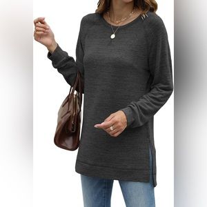 Womens Round Neck Casual Long Sleeve Fashion  Loose Pullover Soft Tunic Tops
